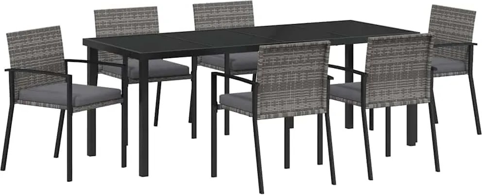 vidaXL Kert étkező szett 6 pcs Szürke Porszórt acél