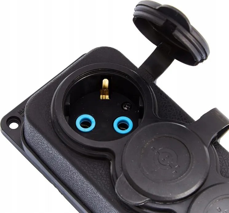 4x gumialjzat fekete IP44, 250V, 16A, Schuko 2P+Z, 4KMP-F, Bylion