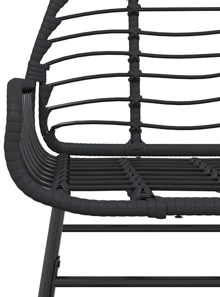 5 részes fekete polyrattan üveg kerti étkezőgarnitúra