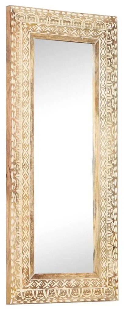 kézzel faragott tömör mangófa tükör 110 x 50 x 2,6 cm