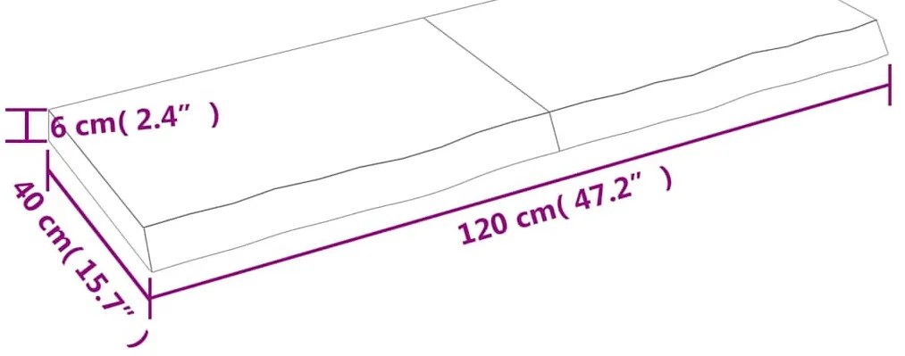 világosbarna kezelt tömör fa fürdőszobai pult 120x40x(2-6) cm