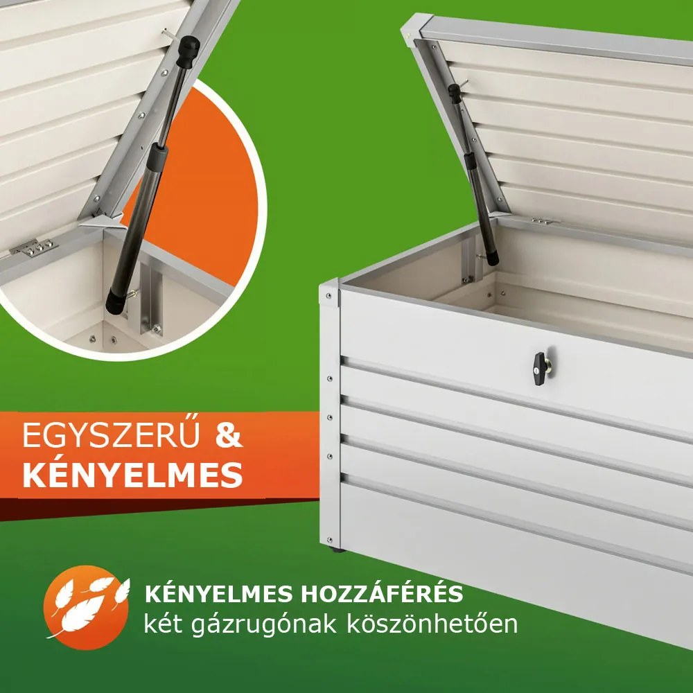 METALBOX fém tárolódoboz, 385L, 120×62×63cm, szürke Gardebruk