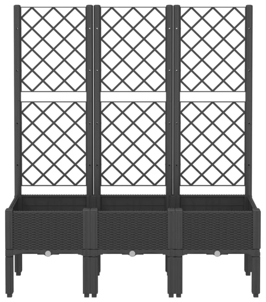 fekete polipropilén rácsos kerti ültetőláda 120 x 40 x 142 cm