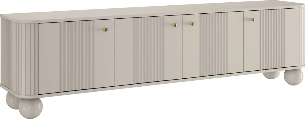 Vesper 4D TV szekrény 187 cm - kasmír / arany fogantyúk / gömb alakú lábak