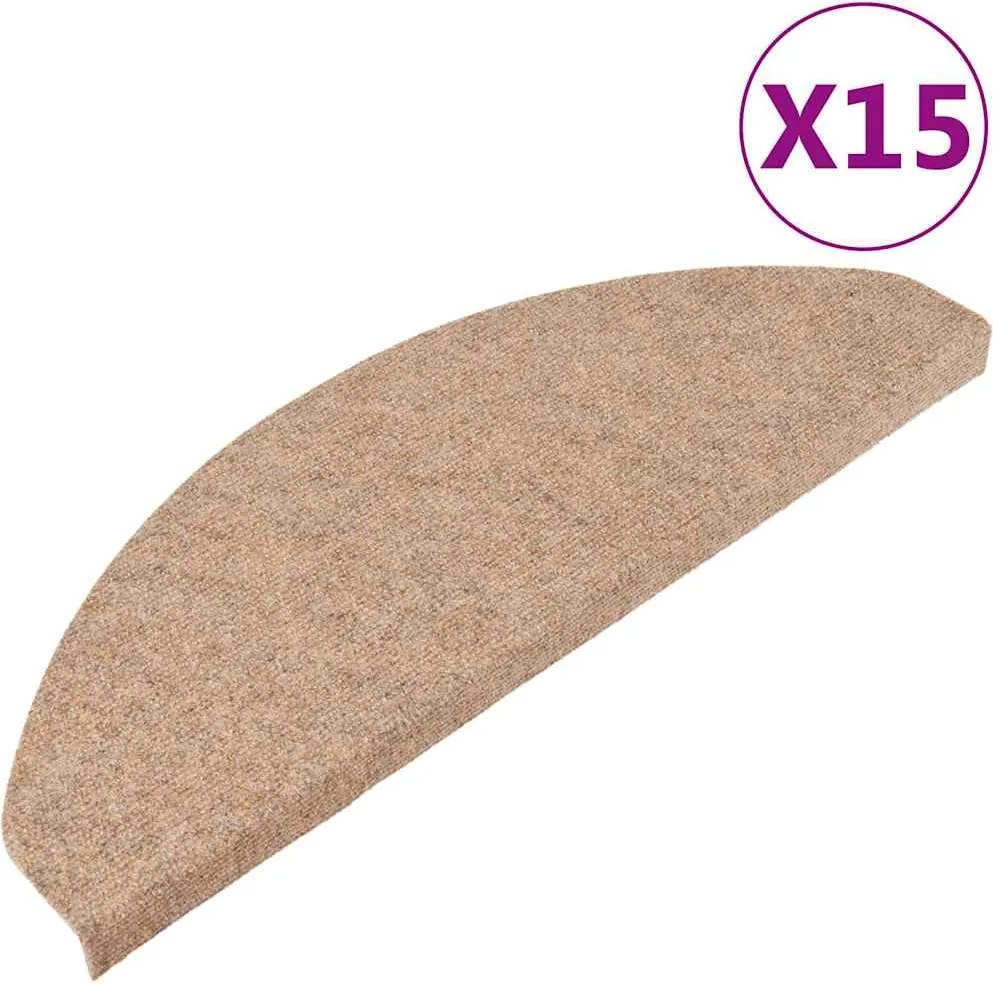 vidaXL 15 db bézs öntapadó lépcsőszőnyeg 65x22,5x3,5 cm