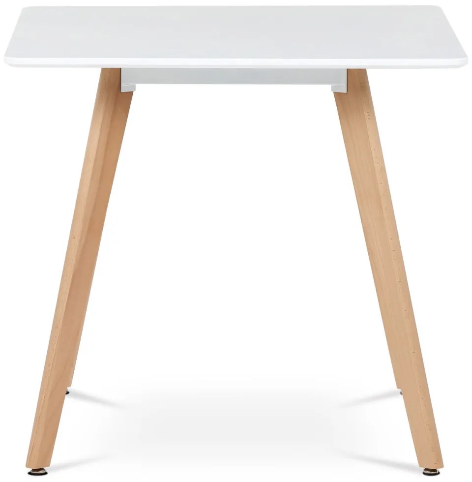 Masă de Bucătărie 80x80x74 cm, MDF, lac alb mat, picioare din fag masiv. DT-312