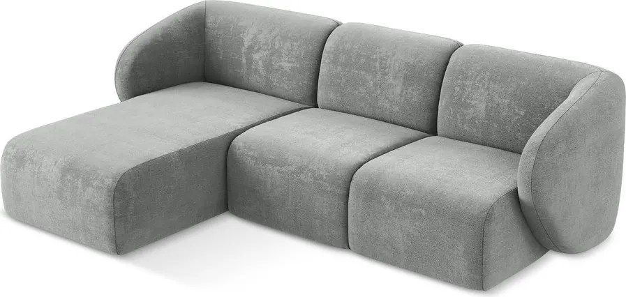 Szürke zsenília sarokkanapé (bal oldali-heverő résszel) Lani – Makamii