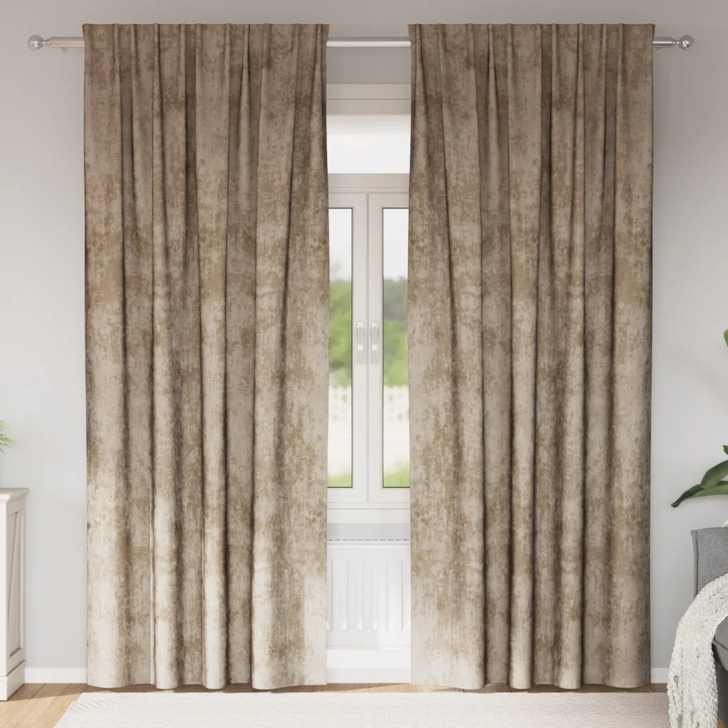 Bársony Függönyök 2 db Fémlyukkal Champagne 225x140 cm
