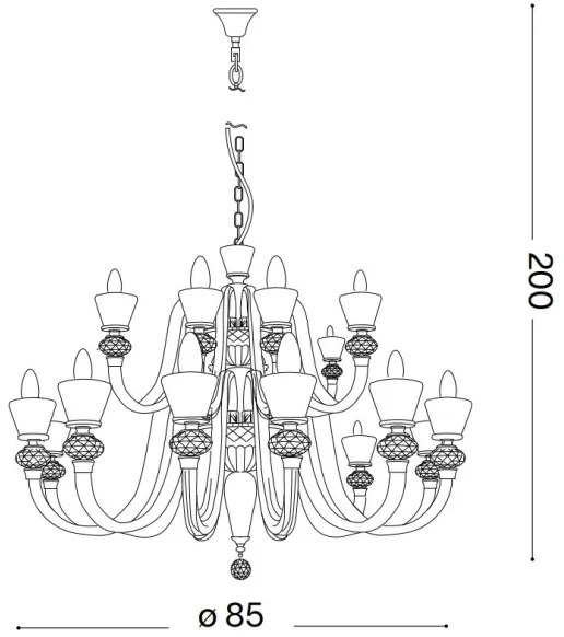 Ideal Lux - Kristály csillár láncon STRAUSS 18xE14/40W/230V átm. 85 cm réz