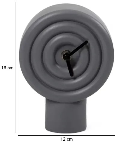 Kerámia asztali óra, 16 cm, 1xAA, szürke