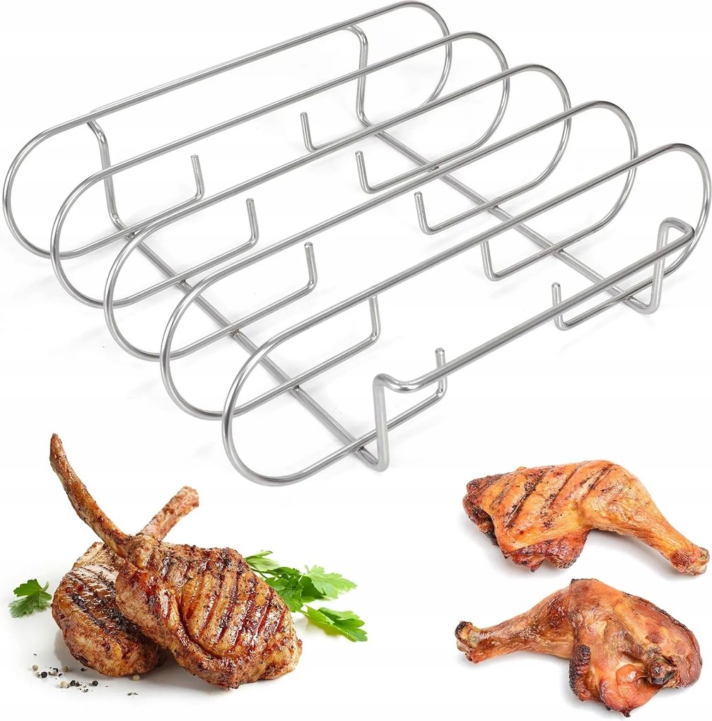 Steak grilltartó, Rozsdamentes acél, Ideális grillezéshez