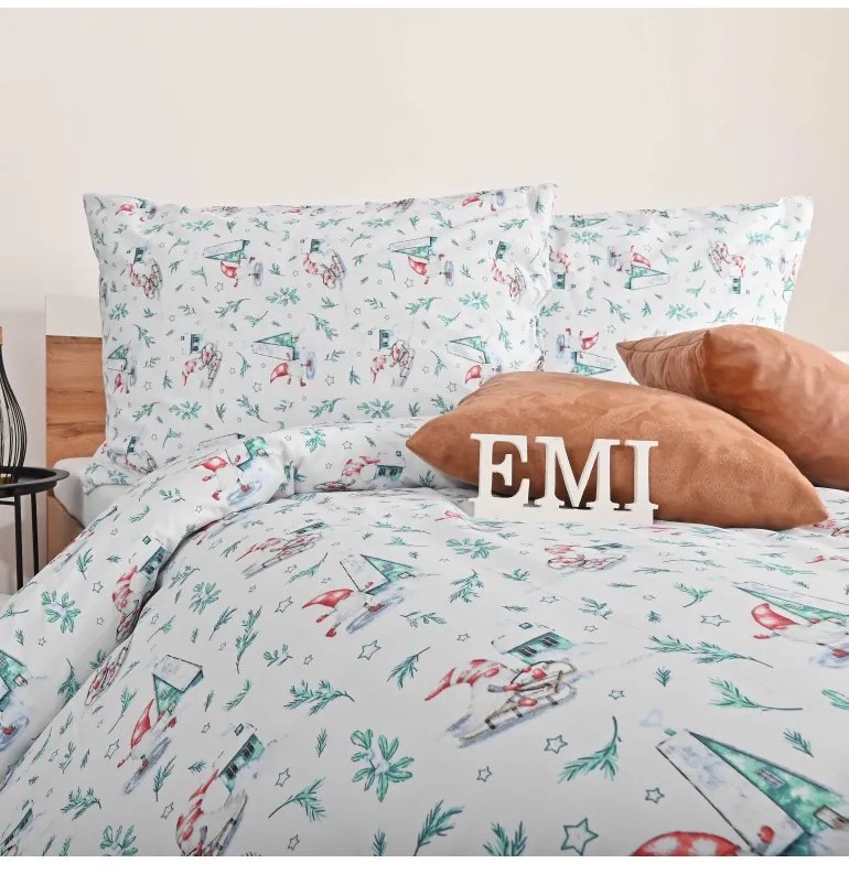 EMI Elfie karácsonyi pamut ágyneműhuzat, A standard egyszemélyes ágy szett tartalma: 1x 140x200 + 1x 70x90