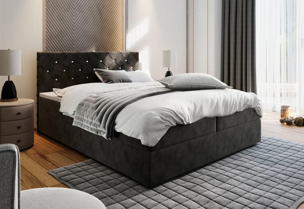 IRANA kárpitozott boxspring ágy, 140x200, magic velvet 2217