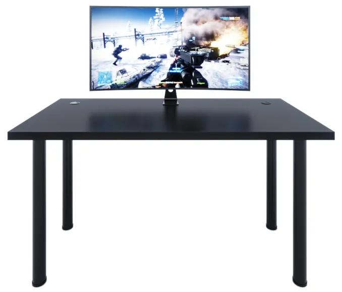 CODE X1 stámítógépasztal, 135x73-76x65, fekete/fekete lábak + USB HUB