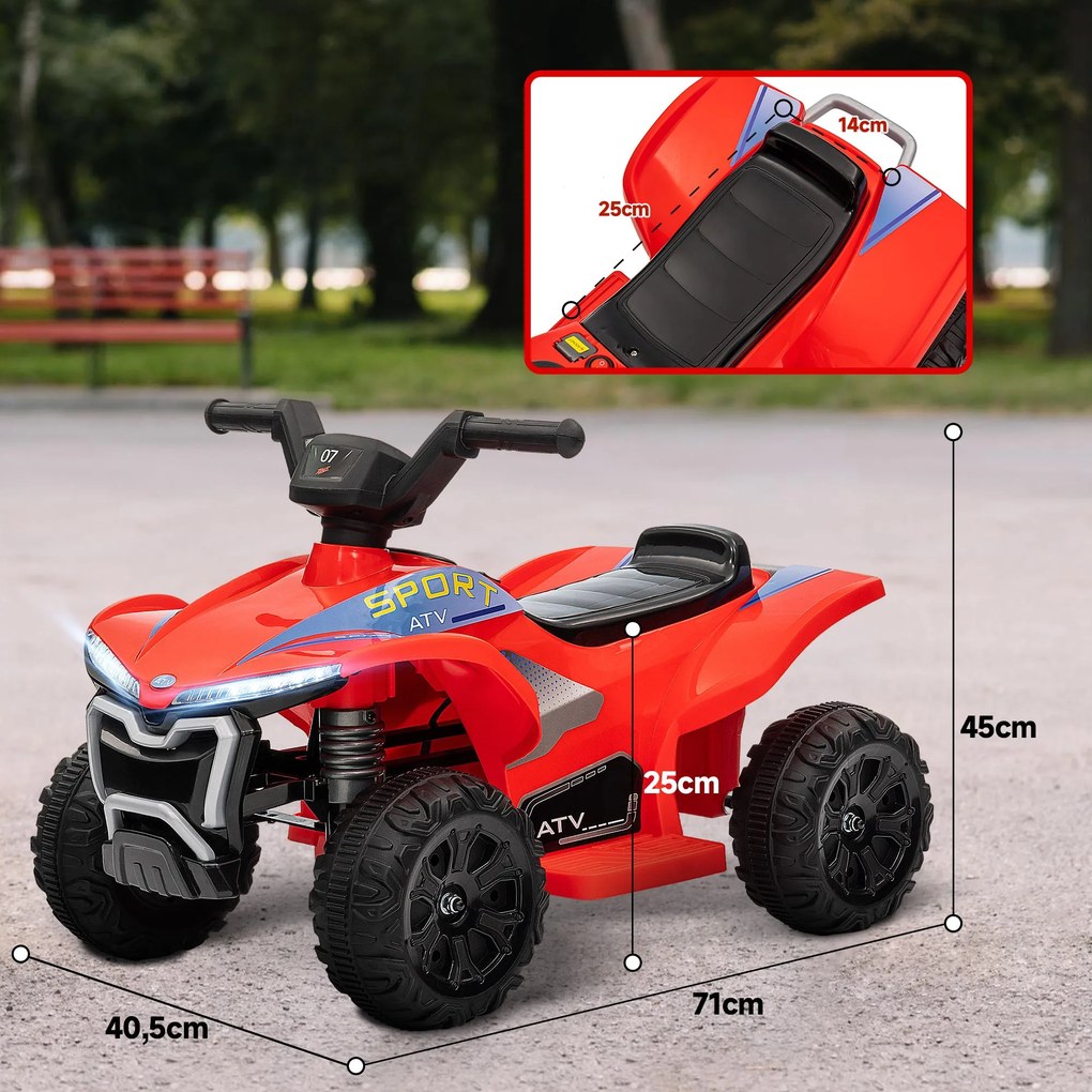 AIYAPLAY 6V Elektromos Quad Gyermekeknek, Gyerek Elektromos Autó, 2.5 km/h Sebesség, Fényszóróval, Előre és Hátra, Zenei Funkcióval, 18-36 Hónapos Gye