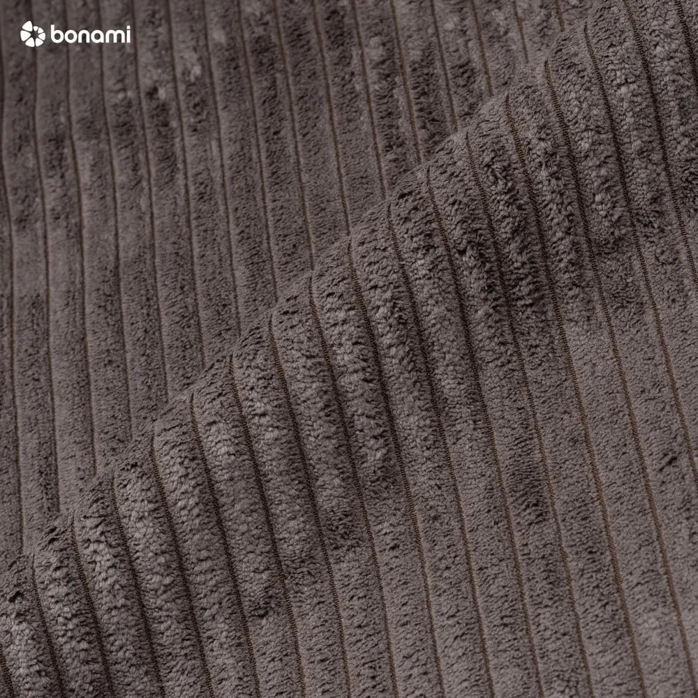 Szürkésbarna kordbársony kinyitható (U alakú) sarokkanapé Nihad – Bobochic Paris