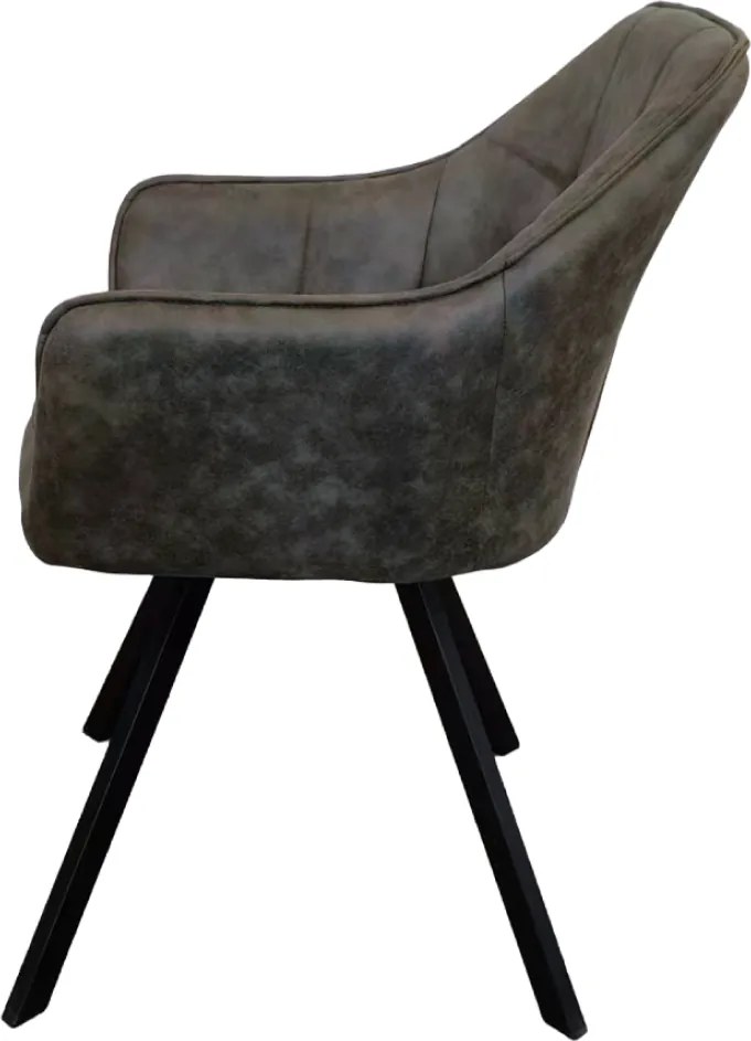 Forgó étkezőszék, zöld szövet csiszolt bőr hatással, SAMANTA