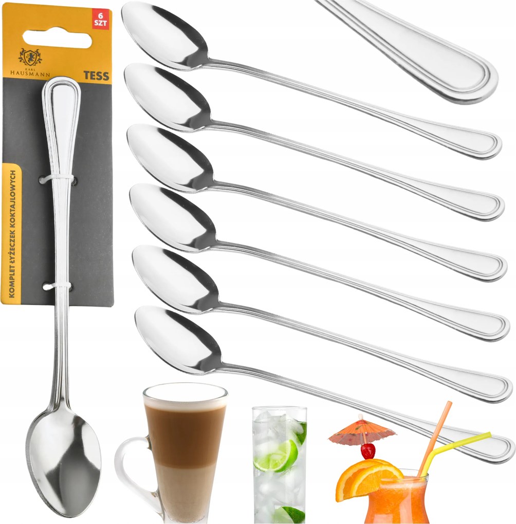 Teáskanál Kávéskanál Latte Fagylalt Desszert Hosszú Szett 6db