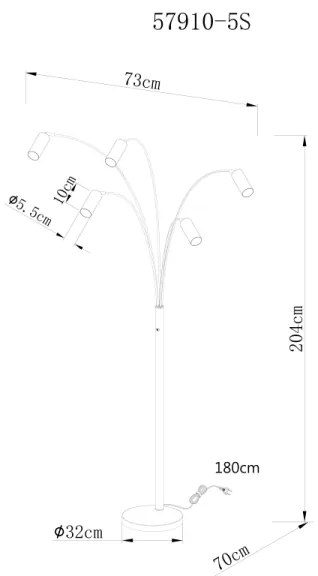 Globo 57910-5S - Állólámpa ROBBY 5xGU10/35W/230V