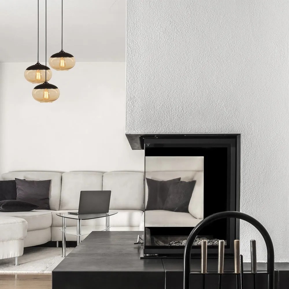 Okkersárga-fekete függőlámpa üveg búrával ø 50 cm Camini – Opviq lights