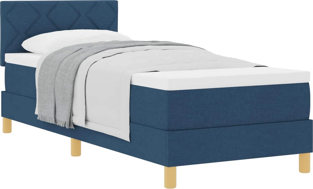 vidaXL Boxrugós ágy matracmal fejtámlával Kék 80 x 200 cm szövet
