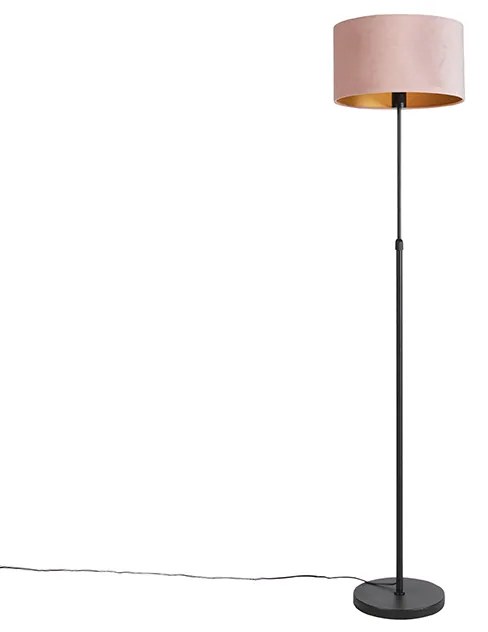 Állólámpa fekete rózsaszín bársony árnyékolóval, arannyal 35 cm - Parte