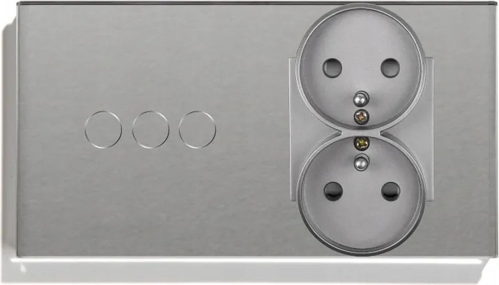 Érintőkapcsoló 3K Hármas Aljzat Dupla Üveg Kapcsoló