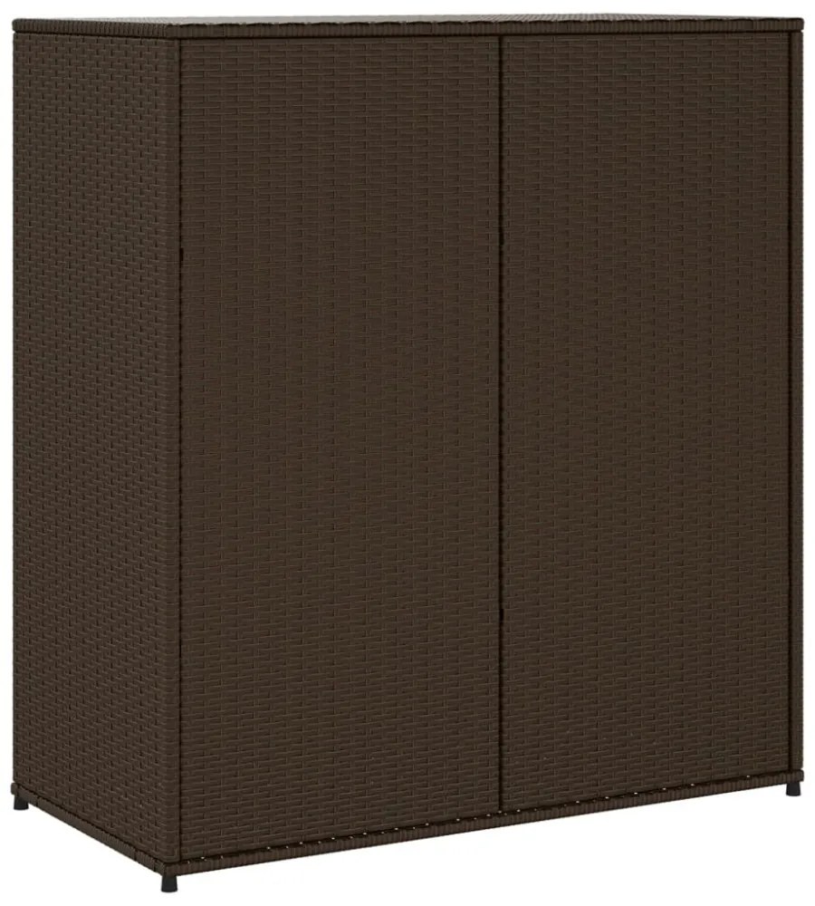 barna polyrattan kerti tárolószekrény 105 x 55 x 113 cm