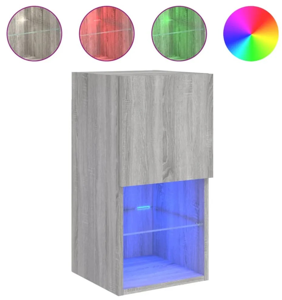 szürke sonoma TV-szekrény LED-lámpákkal 30,5 x 30 x 60 cm