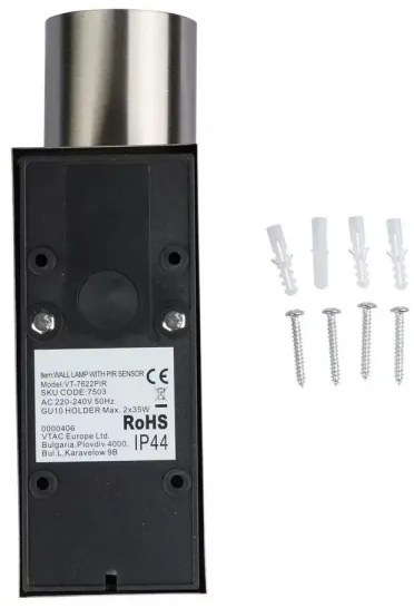 Kültéri fali lámpa érzékelővel 2xGU10/35W/230V IP44