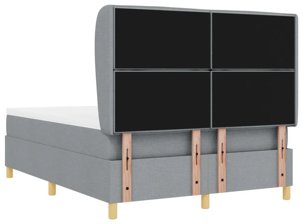 Boxspring Ágy Matracot Tartalmazó Világosszürke 140x200 cm Szövet