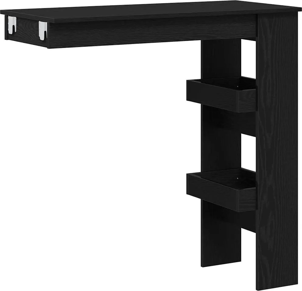 vidaXL Fali bárasztal Fekete tölgy 102 x 45 x 103,5 cm Faanyag