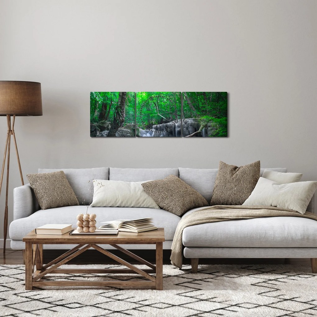 Kép - Erawan vízesés, Kanchanaburi, Thaiföld (órával) (90x30 cm)