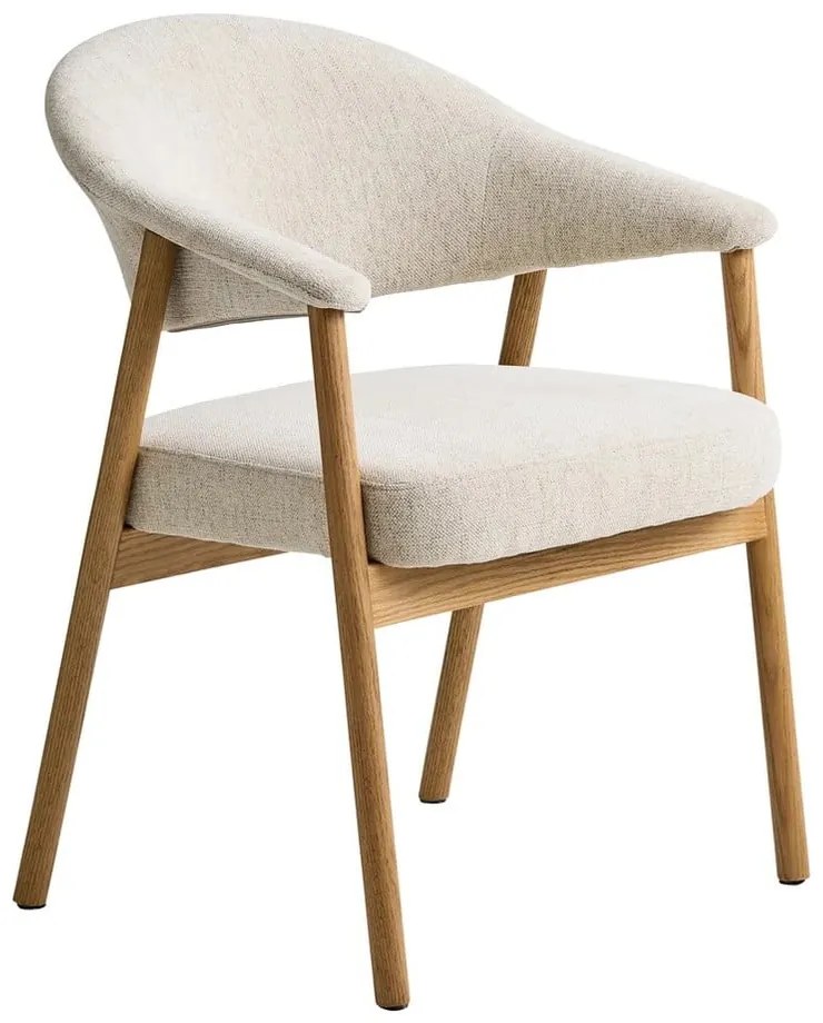 Krémszínű tölgyfa karfás étkezőfotel szett 2 db-os Elk – Unique Furniture