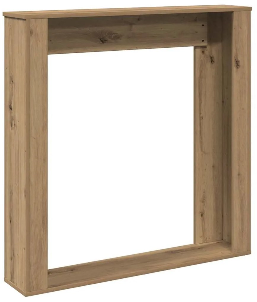 kézműves tölgy színű szerelt fa kandallóburkolat 100x20x100 cm