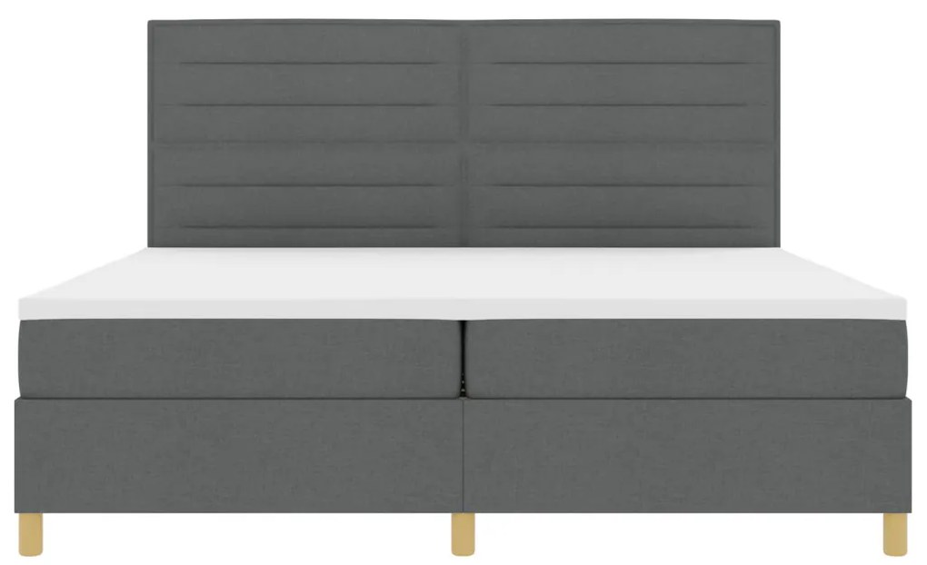 Boxspring Ágy Mattal és LED Delux Szürke 200x200 cm Szövet