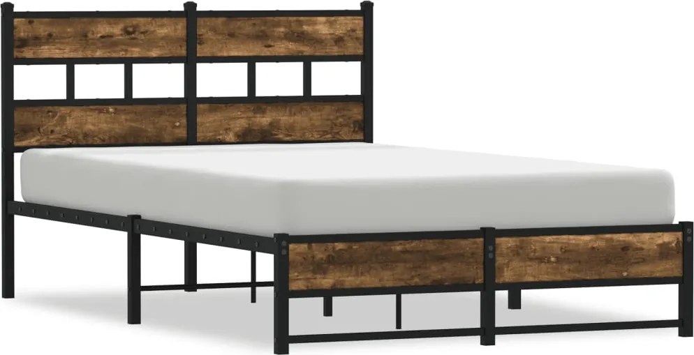 vidaXL füstös tölgy színű fém ágykeret matrac nélkül 120 x 200 cm