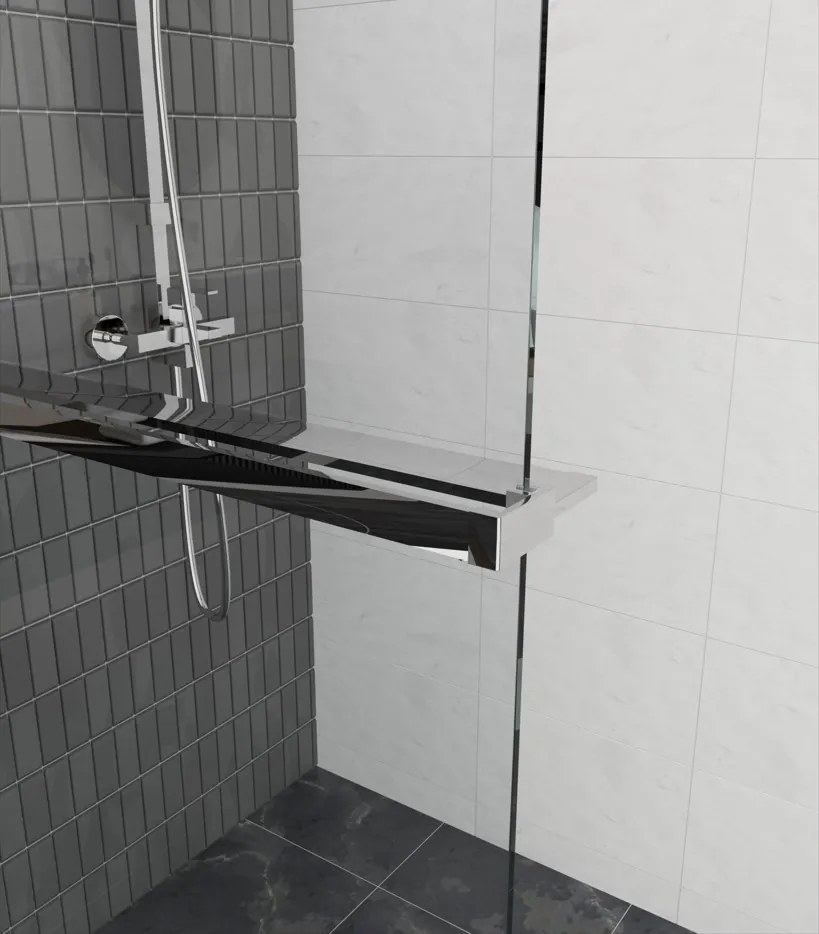 Erga Paris, polc/törülközőtartó zuhanyparavánhoz (max. 140cm), króm, ERG-V02-PARIS-SHELF-CR