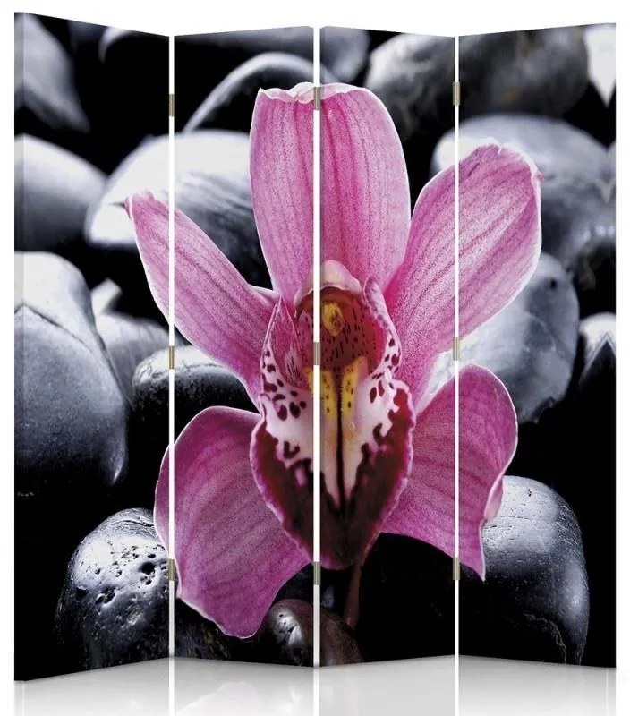 Gario Paraván Zen orchidea virággal Méret: 145 x 170 cm, Kivitelezés: Klasszikus paraván
