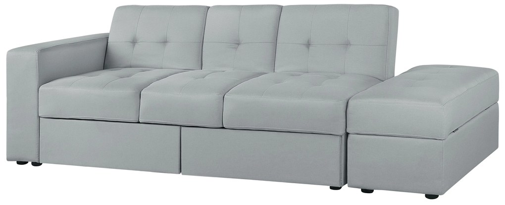 Világosszürke Dekoratív Ágyneműtartós Kanapéágy Ottománnal FALSTER Beliani