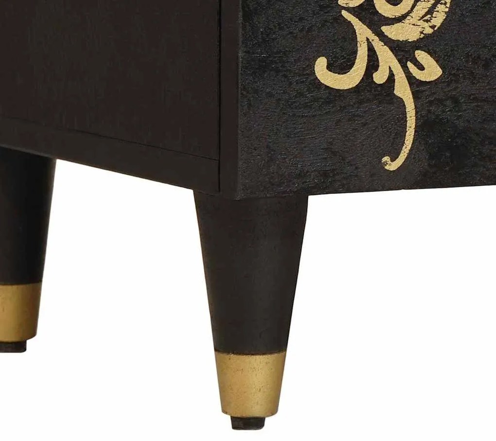 vidaXL Éjjeli szekrény ajtóval Fekete 50 x 33 x 60 cm Tömör Mangófát