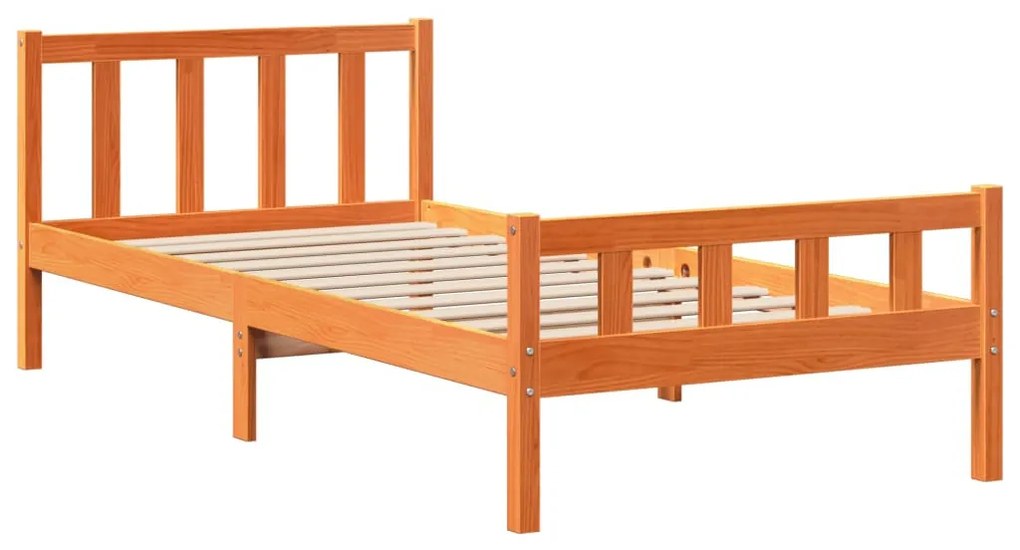 viaszbarna tömör fenyőfa ágykeret fejtámlával 90 x 190 cm