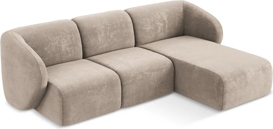 Világosbarna zsenília sarokkanapé (jobb oldali-heverő résszel) Lani – Makamii