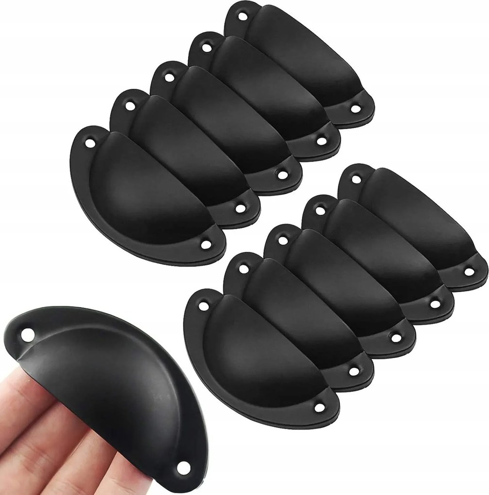 Kagylótartók vintage fekete 12 db-os bútorfiókokhoz Gombtartók
