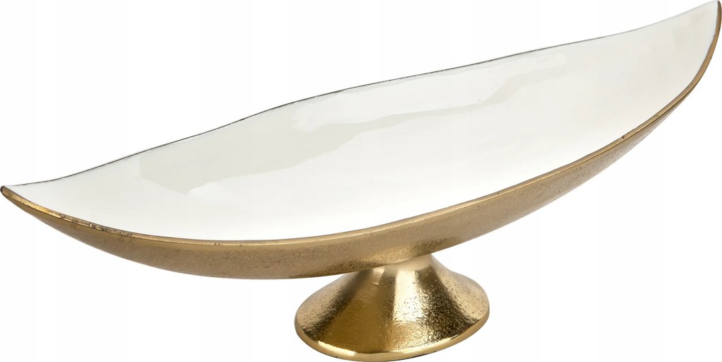 Dekorációs tál nagy 51 cm fehér-arany fém