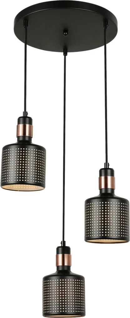 ITALUX PND-2439-3-BK RESTENZA Többágú Függesztett Lámpa Fekete E27 IP20