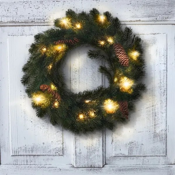 Solight 1V239 - LED Kültéri karácsonyi koszorú 15xLED/3xAA IP44