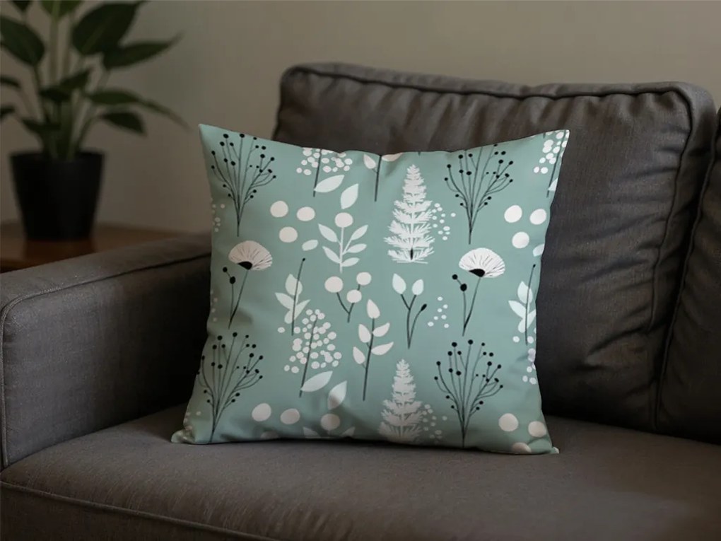 Díszpárnahuzat WILD FLOWERS 45x45 cm, mentás