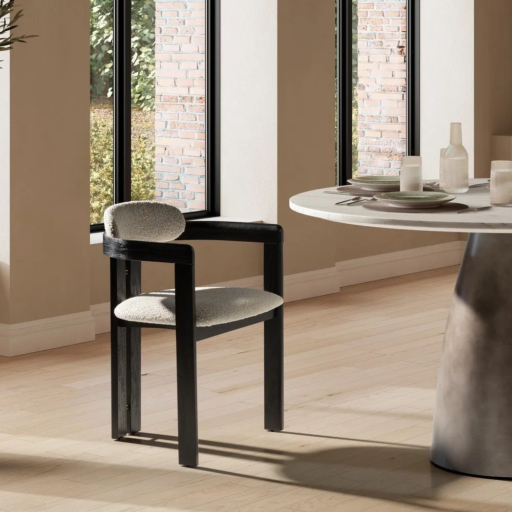 Fehér-fekete kárpitozott karfás étkezőfotel szett 2 db-os Eiden – MOME