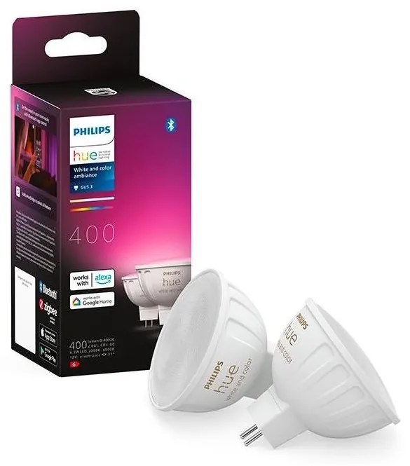 KÉSZLET 2x LED RGBW Dimmelhető izzó Philips Hue WACA GU5,3/MR16/6,3W/12V